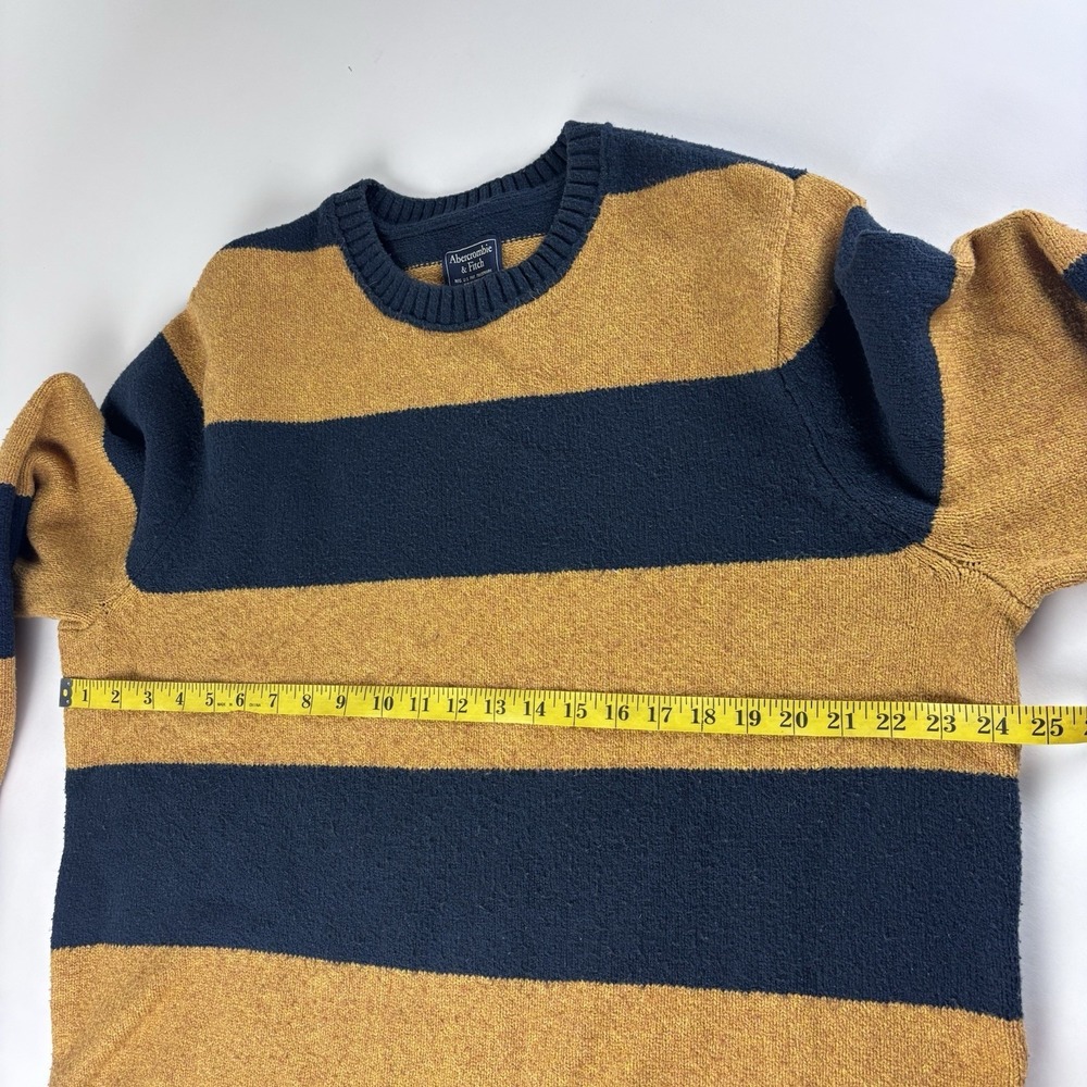 Abercrombie & Fitch Sweater Mens XXL Yellow Striped Cotton Blend Crewneck 2XL - Picture 8 of 8